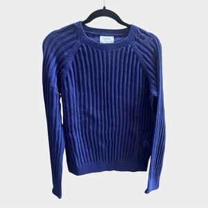 Stitches and Stripes Blue Knit Sweater, Large